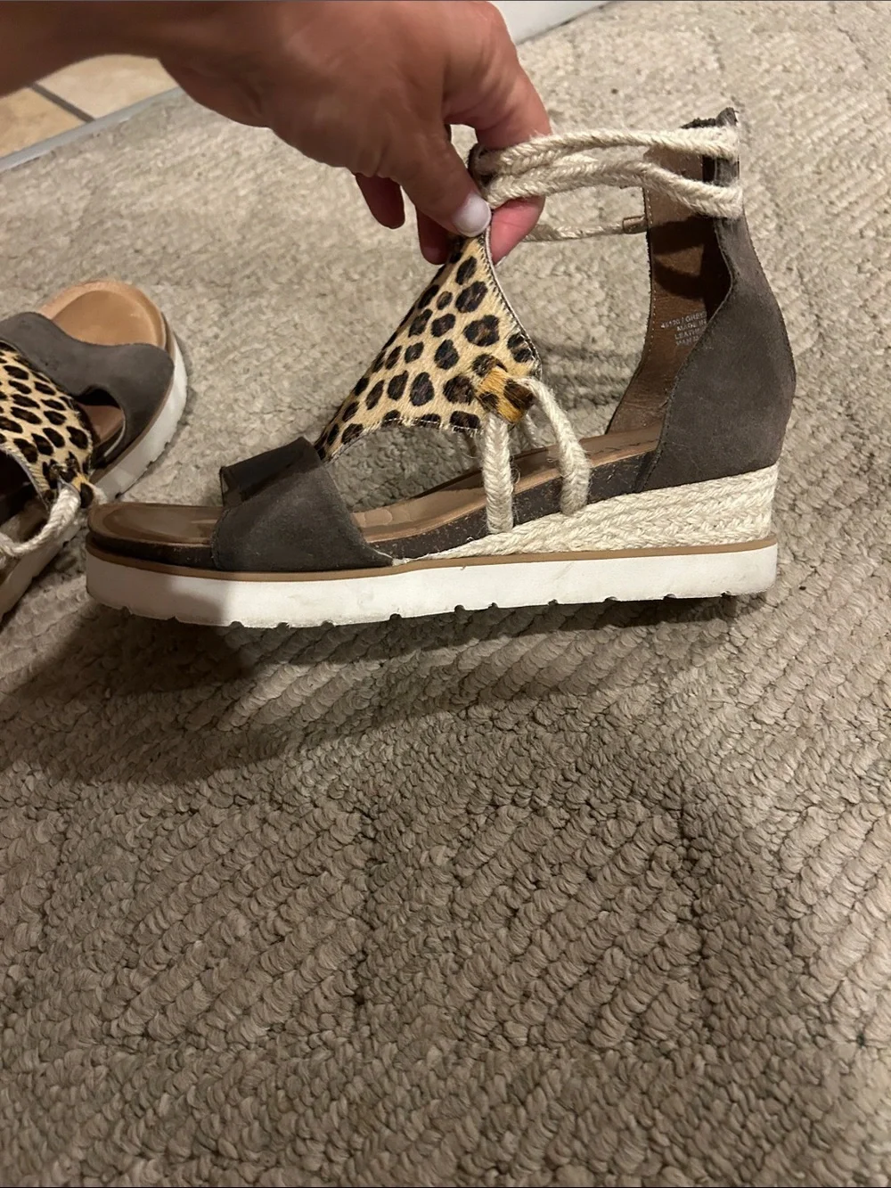 Diba True Leopard Print Rope-Wrap Wedge Sandals - Brown/Leopard